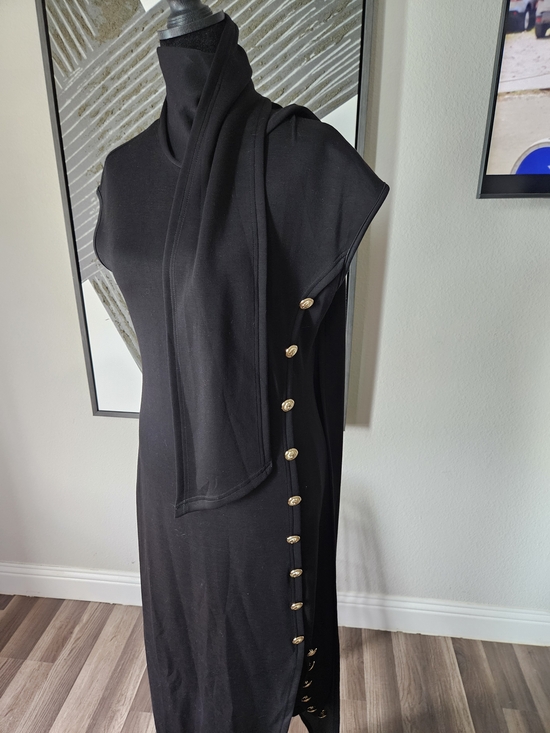 Uoozee Dresses & Skirts - Asymmetrical Black Dress with Side Button Detail